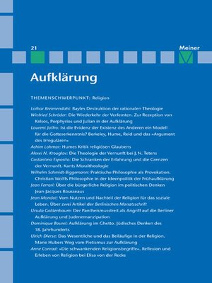cover image of Aufklärung, Band 21